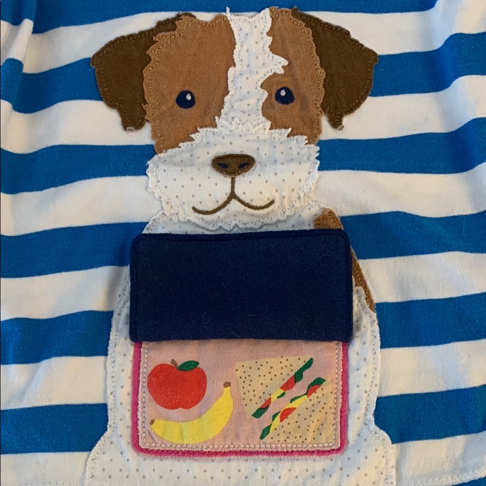 Mini Boden Blue and White Long Sleeve Tee with Dog Graphic sz 4-5 Y - Picture 2 of 5
